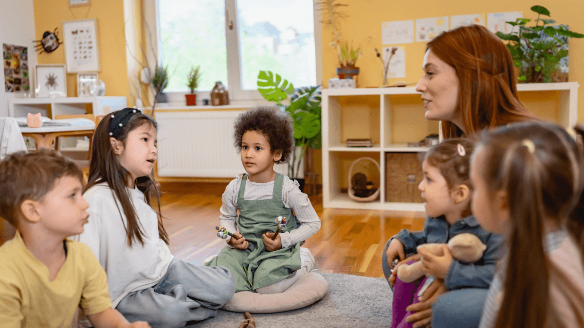 group of children sat on the floor