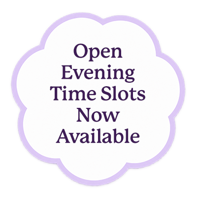 Open Evening Time Slots Now Available Status Badge
